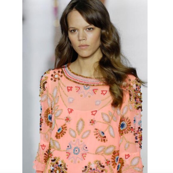 Vintage MATTHEW WILLIAMSON Beaded Dress Spring 2007 Runway Sz 10 - Picture 2 of 16